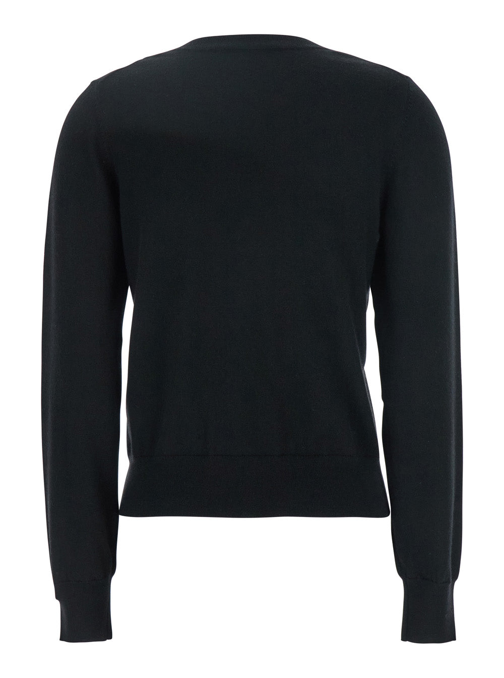 Black V-Neck Sweater Wool And Cashmere Blend Woman Elastan Jersey