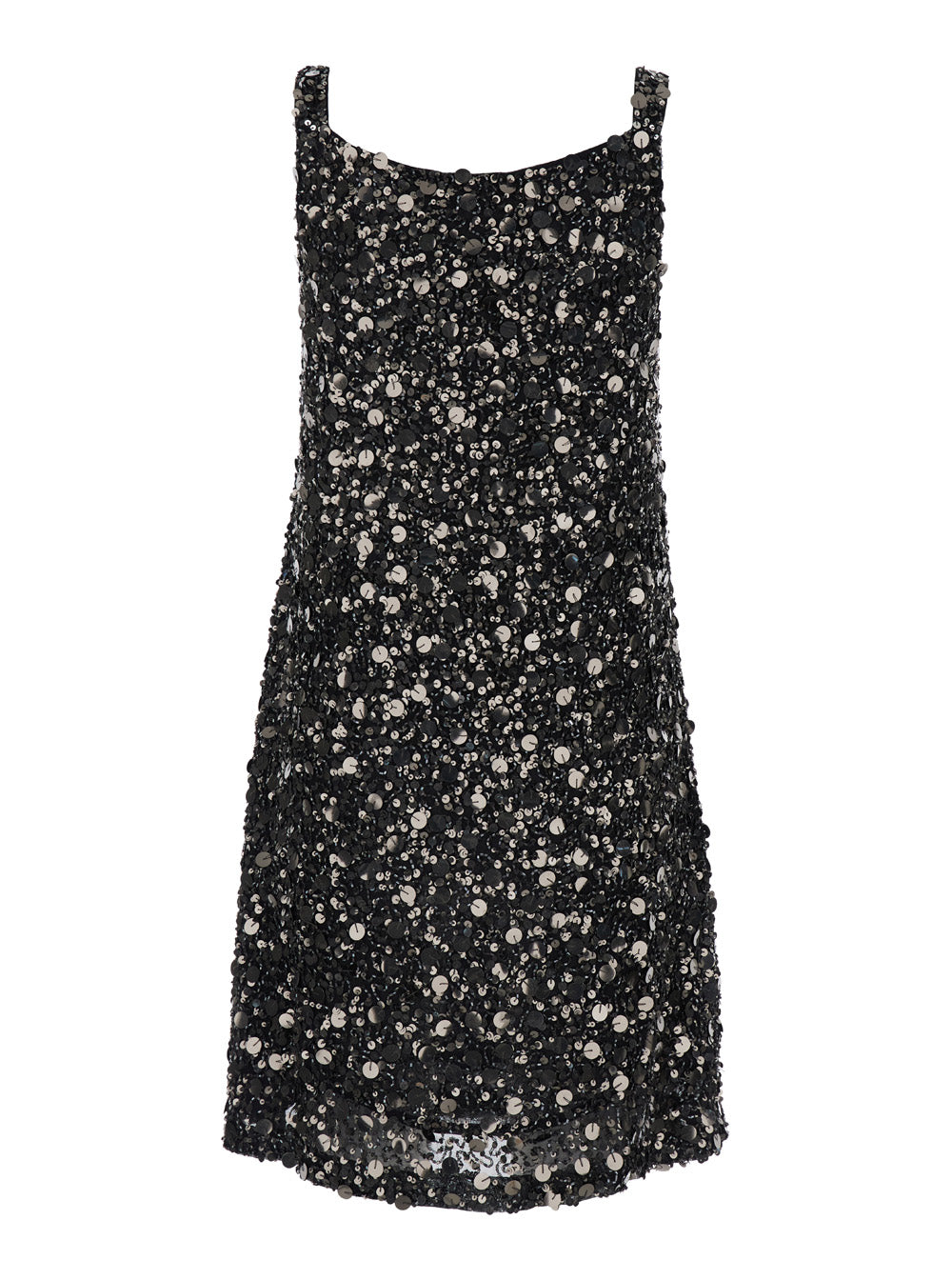 Grey Sequin Short Dress Tech Fabric Woman