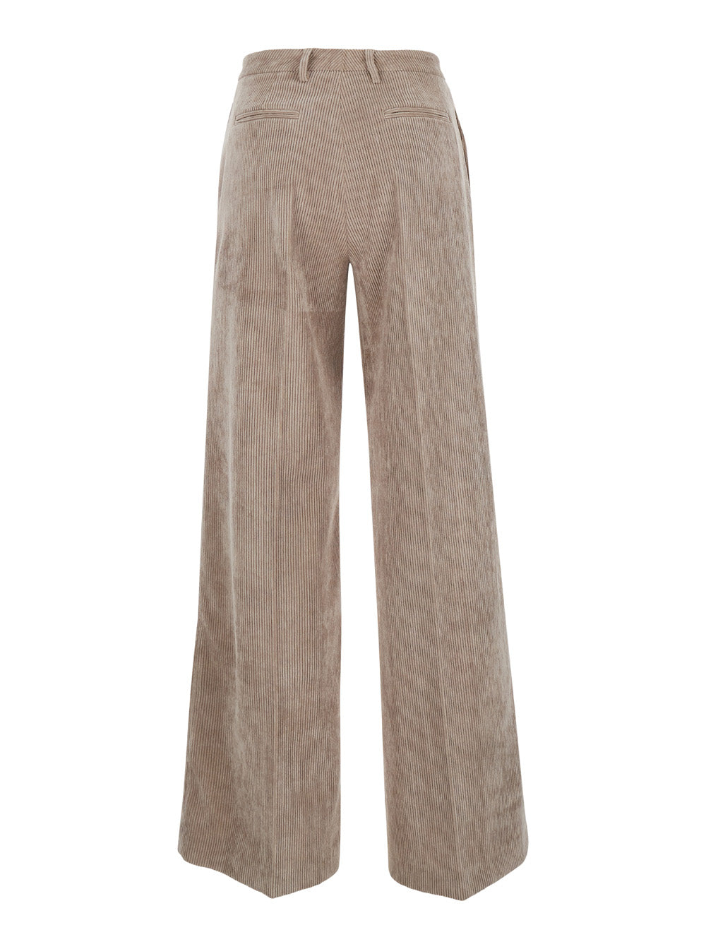 Beige Pants With Concealed Closure Courduroy Woman Trousers