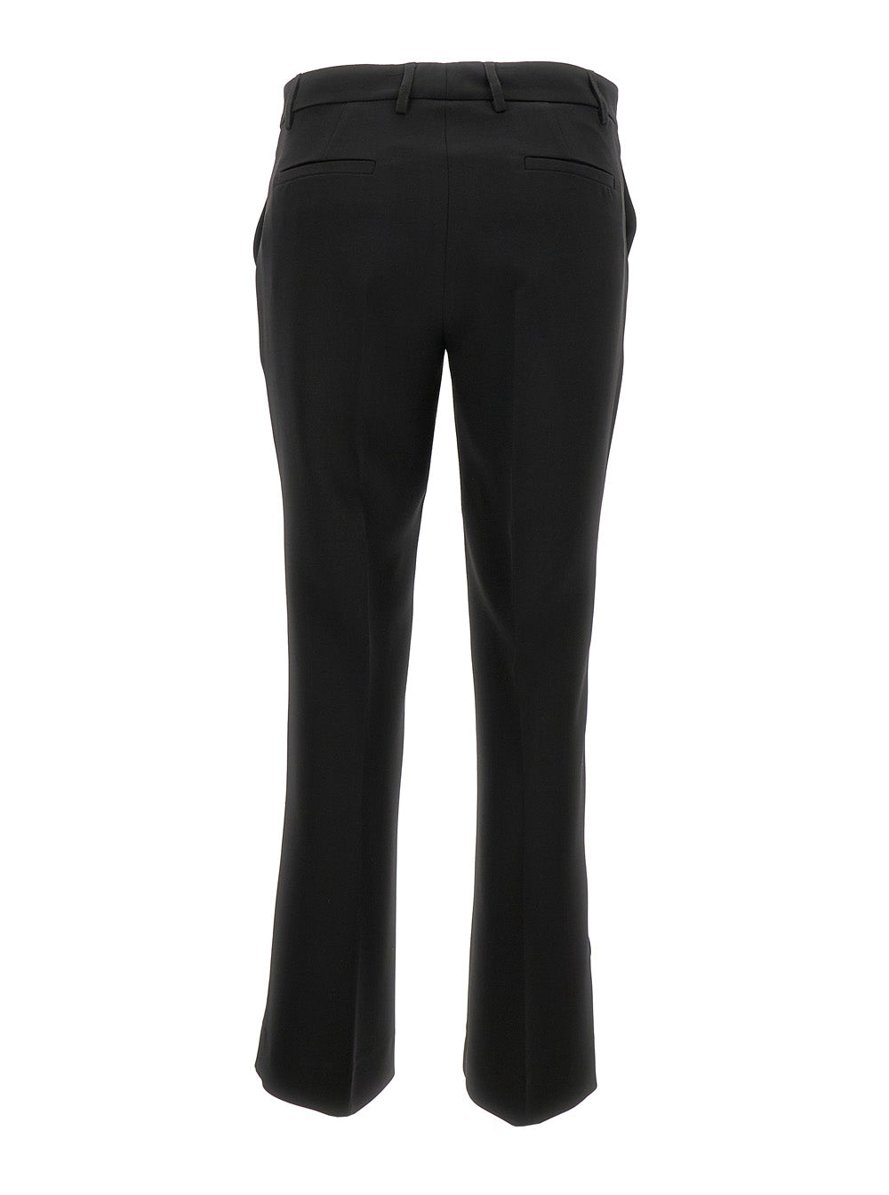 Black Cady Low Waist Flared Pants in Stretch Fabric Woman Trousers