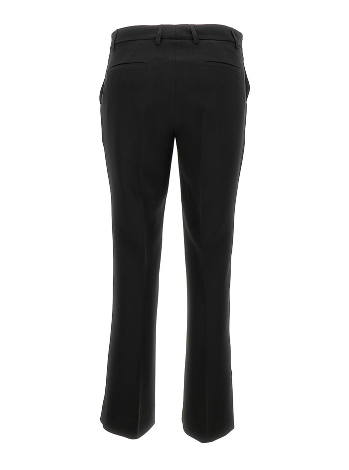 Black Cady Low Waist Flared Pants in Stretch Fabric Woman Trousers
