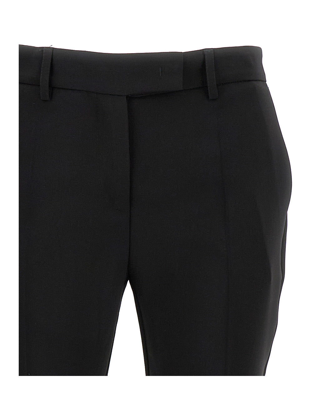 Black Cady Low Waist Flared Pants in Stretch Fabric Woman Trousers