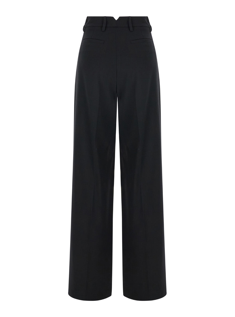 Black Straight Pants With Pences Fabric Woman Trousers