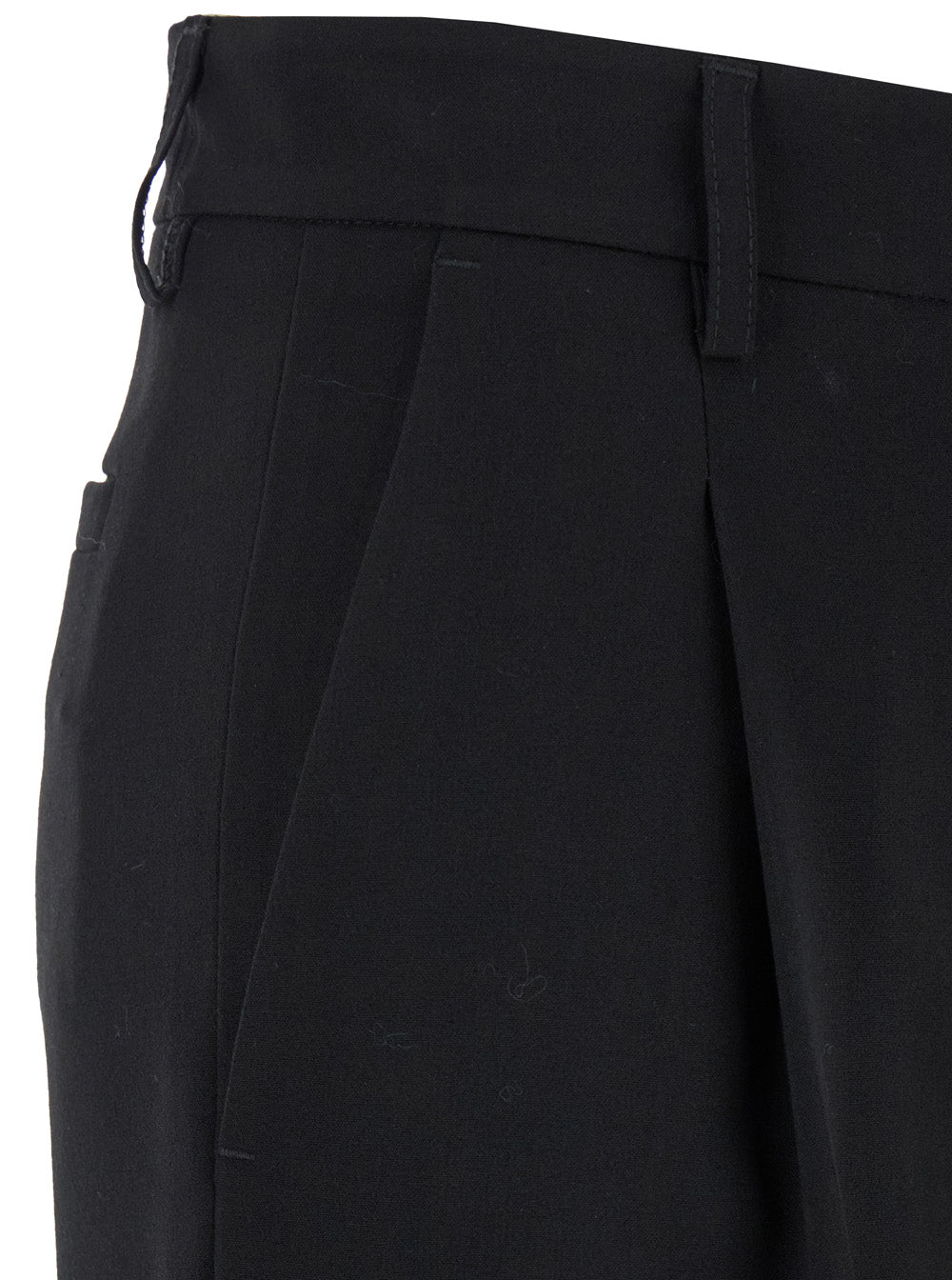 Black Straight Pants With Pences Fabric Woman Trousers