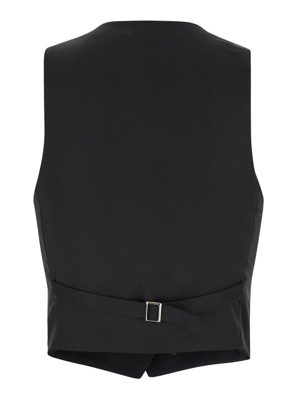 Smoking Black Vest with Covered Buttons in Tech Fabric Woman Blazers