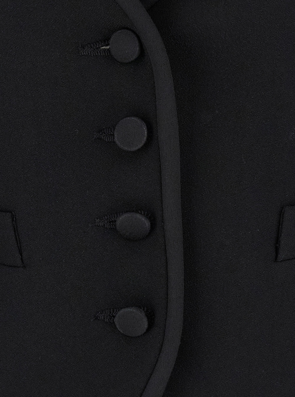 Smoking Black Vest with Covered Buttons in Tech Fabric Woman Blazers