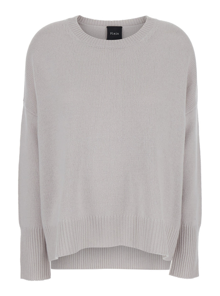 Grey Oversized Crewneck Sweater in Cashmere Woman Jersey