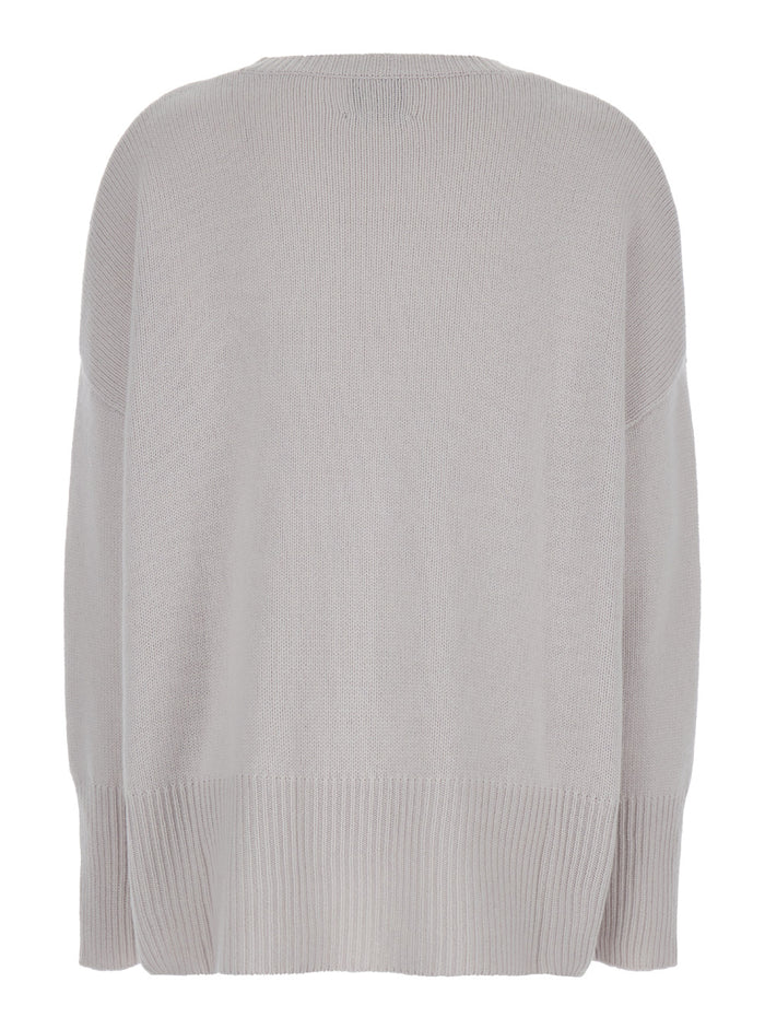 Grey Oversized Crewneck Sweater in Cashmere Woman Jersey
