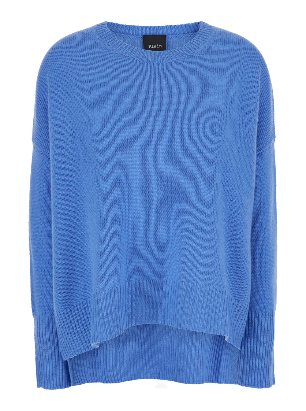 Light Blue Oversized Crewneck Sweater in Cashmere Woman Jersey