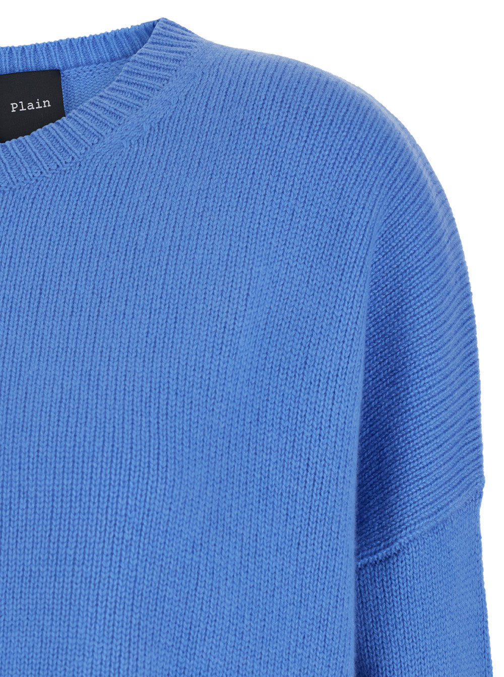 Light Blue Oversized Crewneck Sweater in Cashmere Woman Jersey