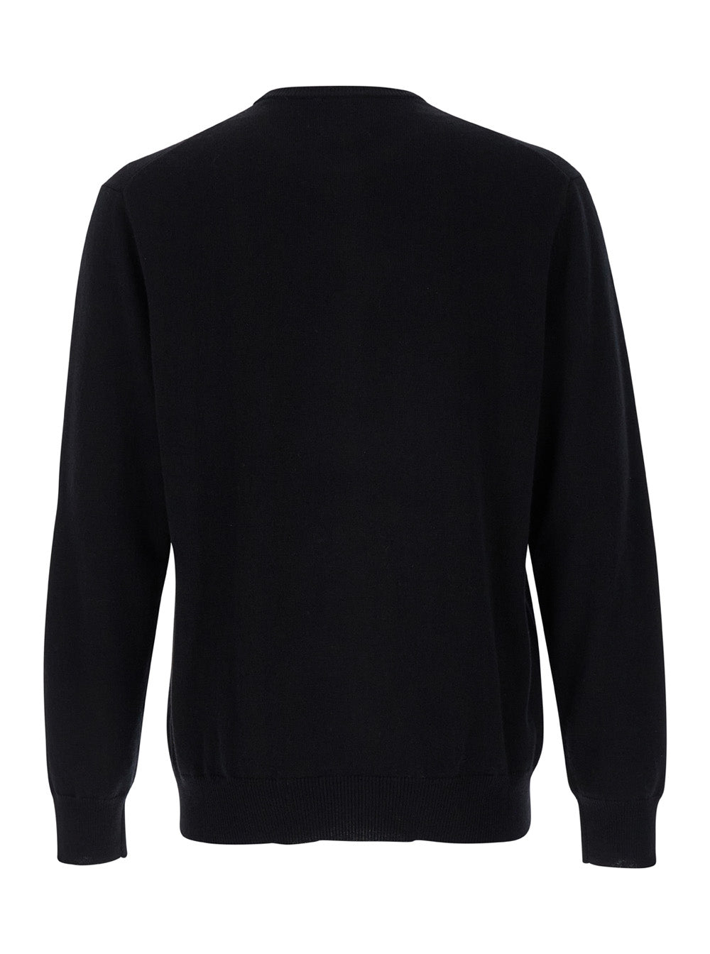 Black Crewneck Long Sleeve Sweater in Cashmere Man Jersey