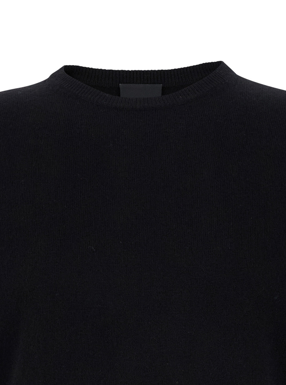 Black Crewneck Long Sleeve Sweater in Cashmere Man Jersey