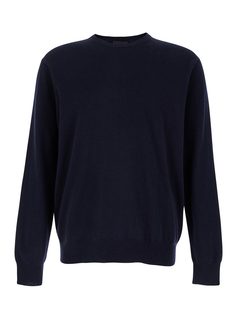 Blue Cashmere Crewneck Sweater Tops
