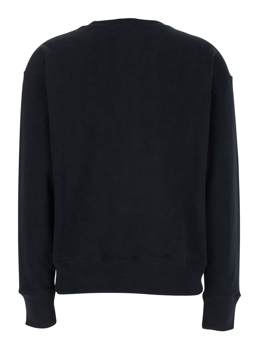 Black Crewneck Sweatshirt With Pony Detail On The Front Cotton Blend Woman Polyester Sweatshirts