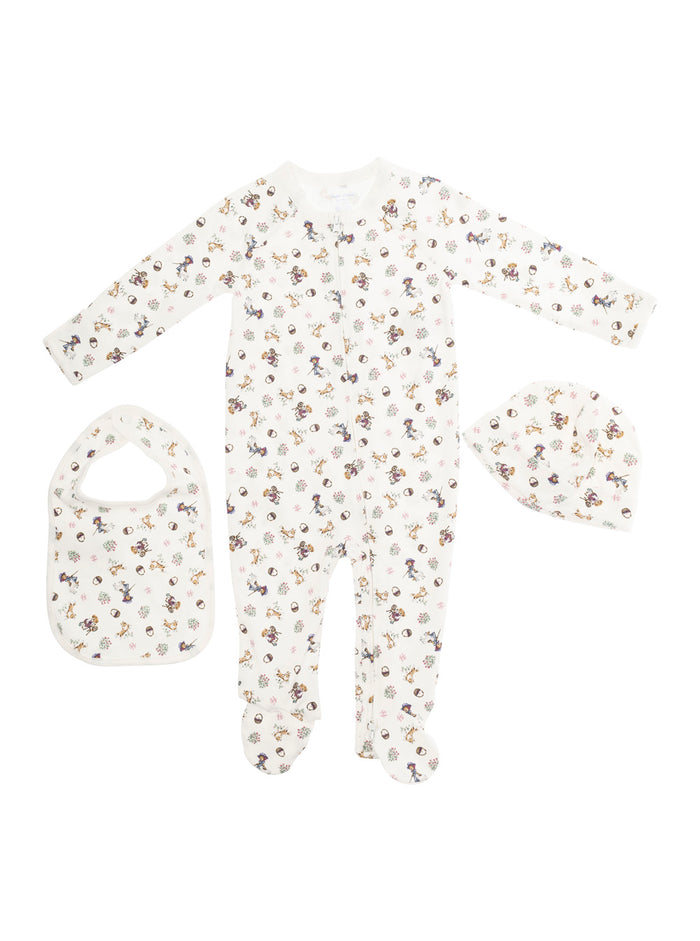 Multicolor Babygrow With All-Over Polo Bear Motif And Matching Set Cotton Baby Suits