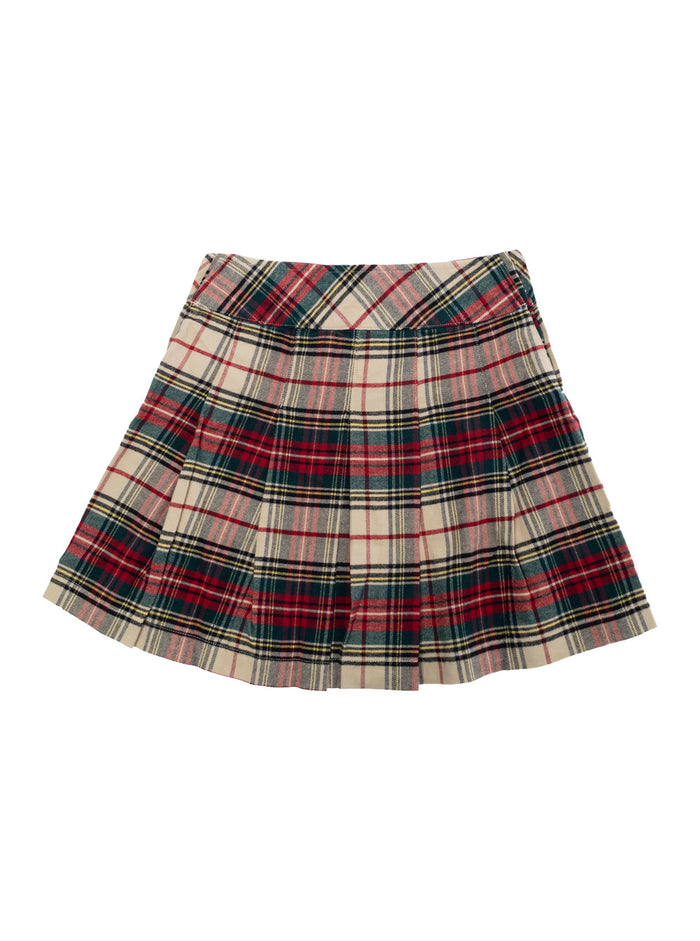 Multicolor Pleated Skirt With Striped Pattern Detail Cotton Girl