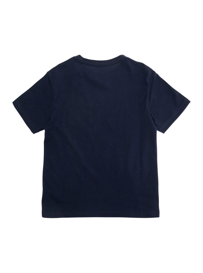 Blue Crewneck T-Shirt With Maxi Polo Bear Print On The Front Cotton Boy Blu Tshirts And Shirts