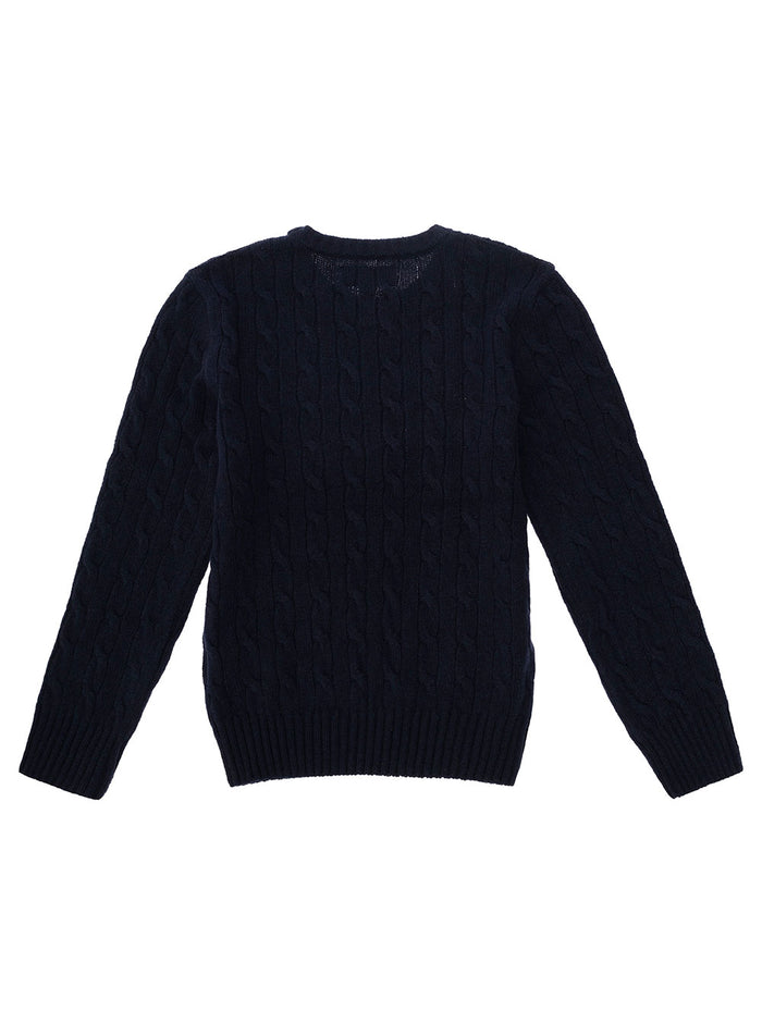 Blue Knitted Sweater With Logo Wool Boy Blu Cashmere Jersey
