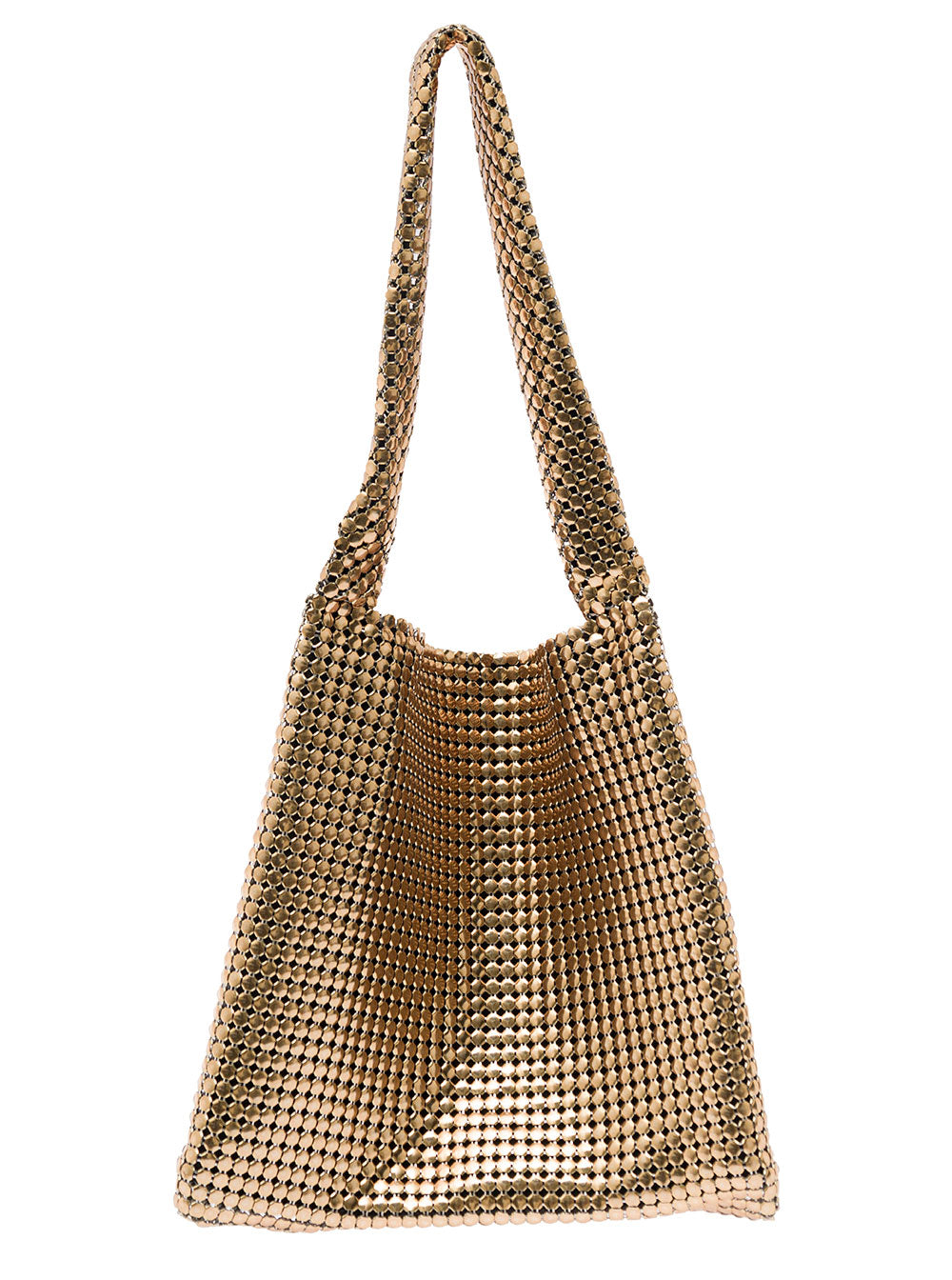 Pixel Gold-Tone Tote Bag Metallic Mesh Woman Alluminium Shoulder