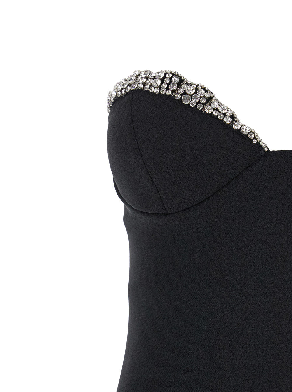 Jessalin Black Long Dress With Heart-Shaped Neckline And Crystals Decorations Polyester Woman Spandex