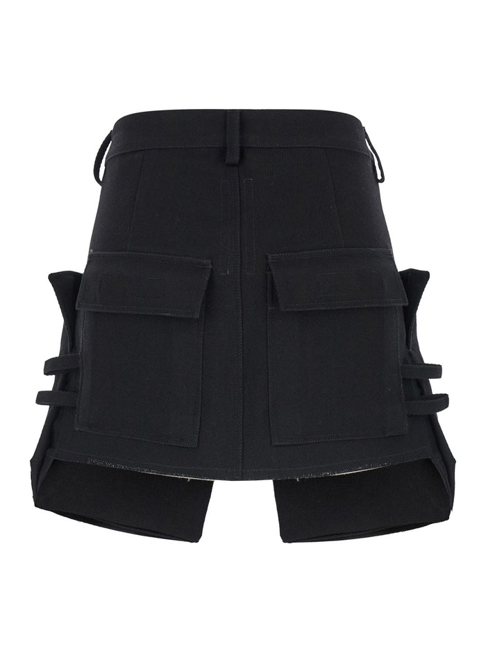 Stefan Black Mini-Skirt With Patch Pockets Wool Woman