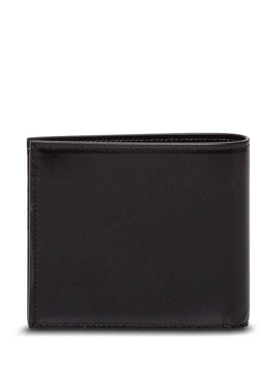 Black Leather Wallet with Logo Calf Products