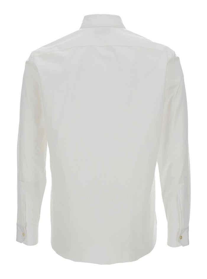 White Pointed Collar Long Sleeve Shirt in Cotton Man And Blouses