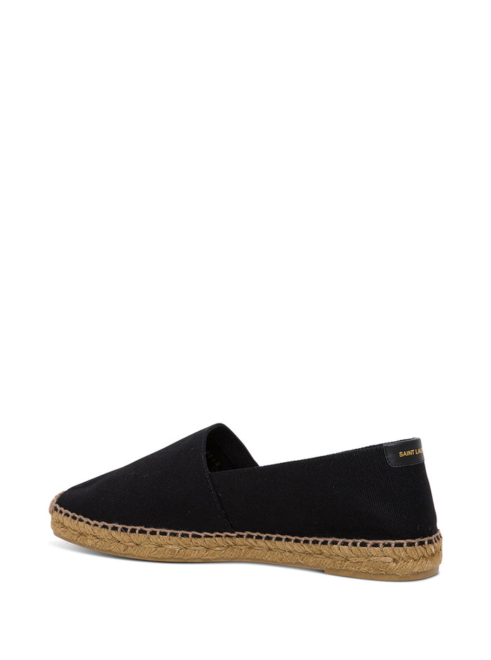 Saint Laurent Mans Canvas Espadrilles With Side Logo Black Otton Linen Polyurethane Flat Shoes