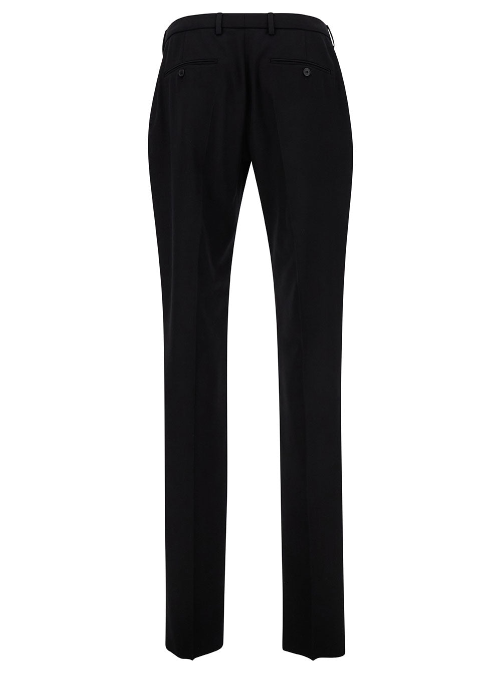 Black Tailored Pants with Front Pinces in Wool Man Trousers