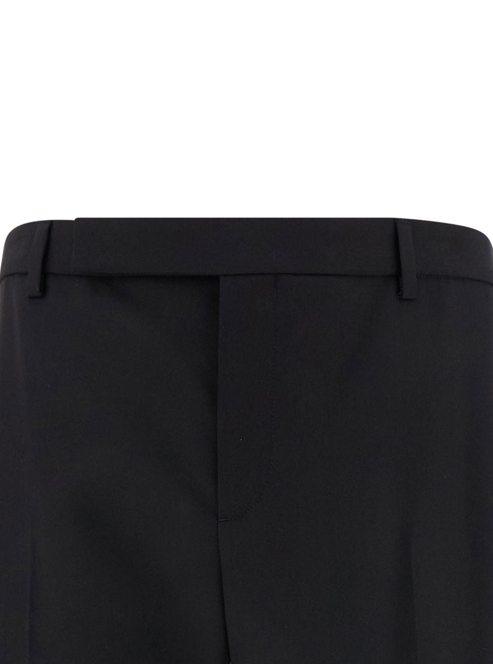 Black Tailored Pants with Front Pinces in Wool Man Trousers