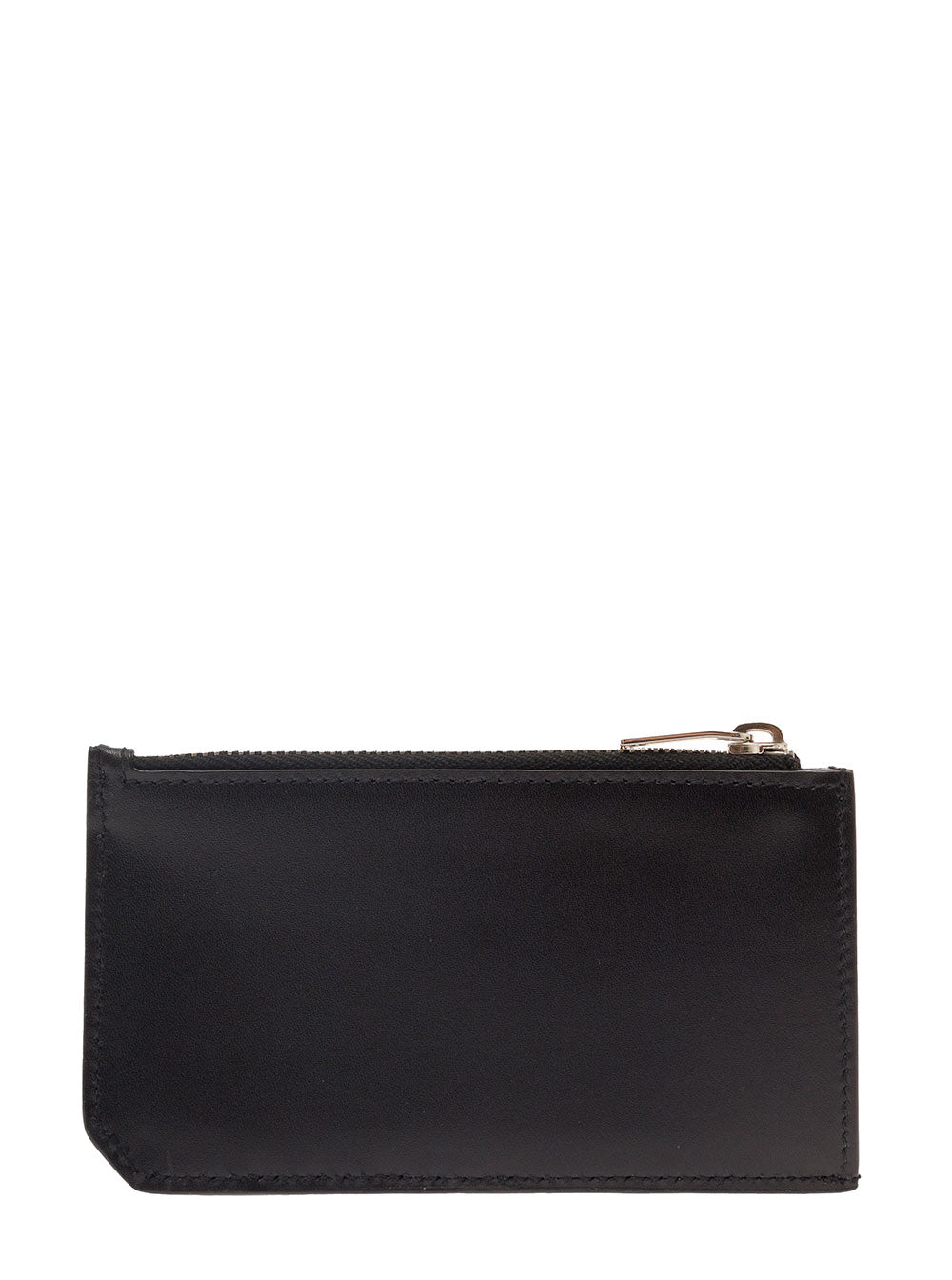 Black Card-Holder With Embossed Logo In Leather Man Calf Products