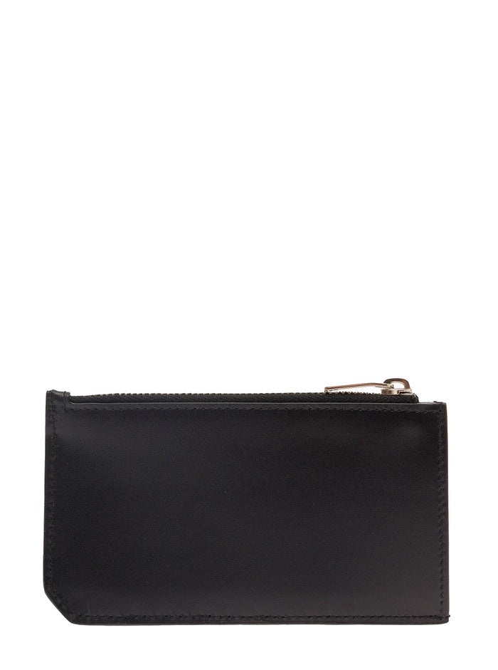 Black Card-Holder With Embossed Logo In Leather Man Calf Products