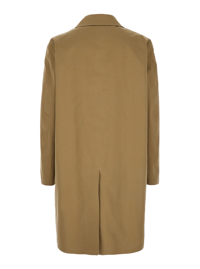 Beige Trench with Hidden Button Closure in Cotton Man Outerwear