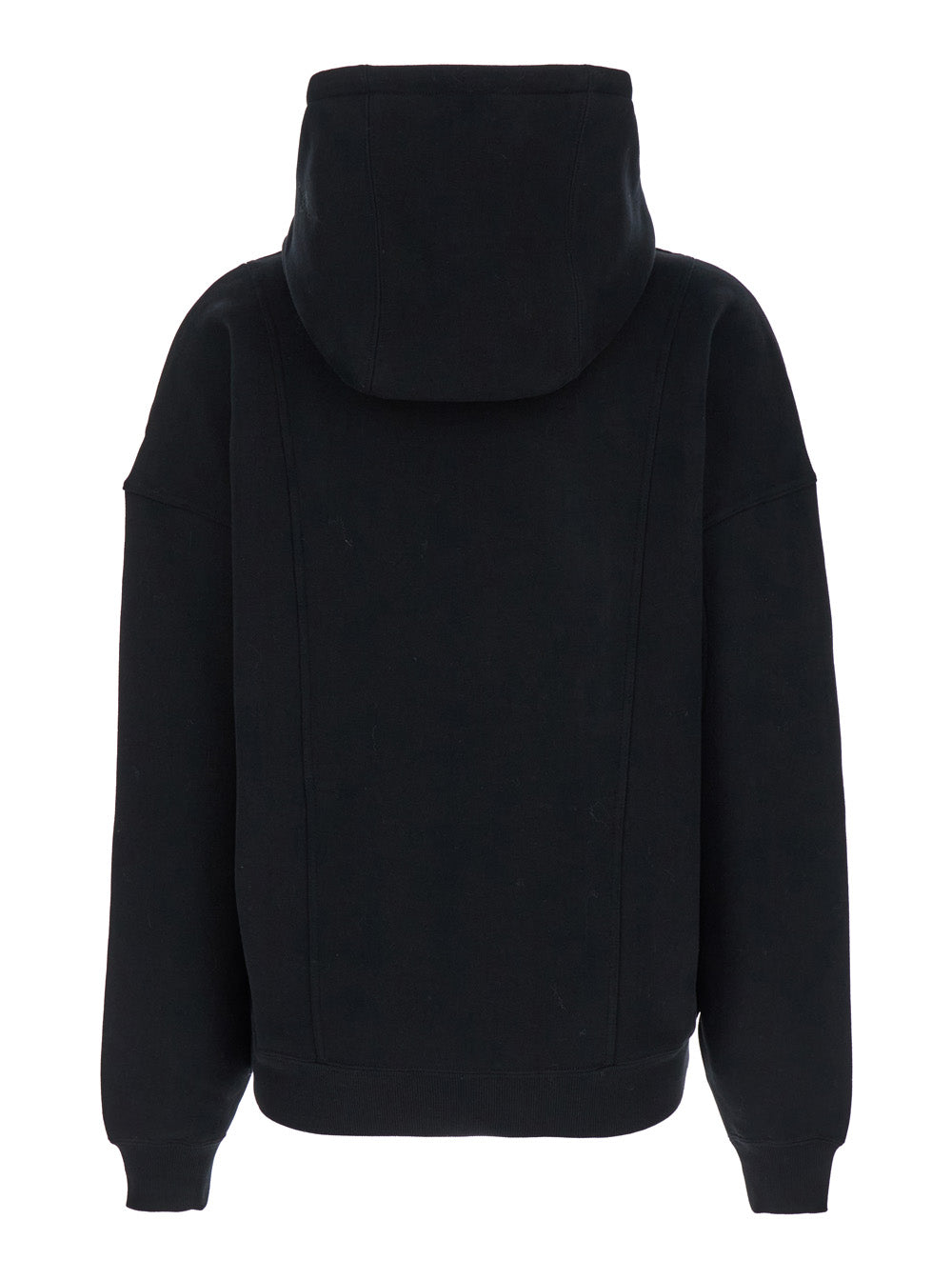 Black Hoodie with Kangaroo Pocket and Logo Lettering in Cotton Woman Sweatshirts