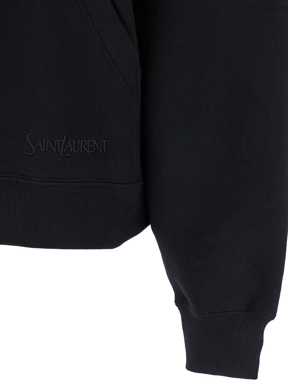 Black Hoodie with Kangaroo Pocket and Logo Lettering in Cotton Woman Sweatshirts