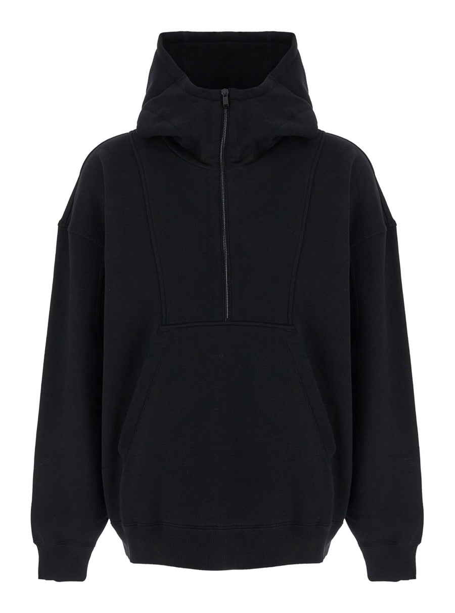 Black Hoodie With Logo Embroidery Cotton Sweatshirts