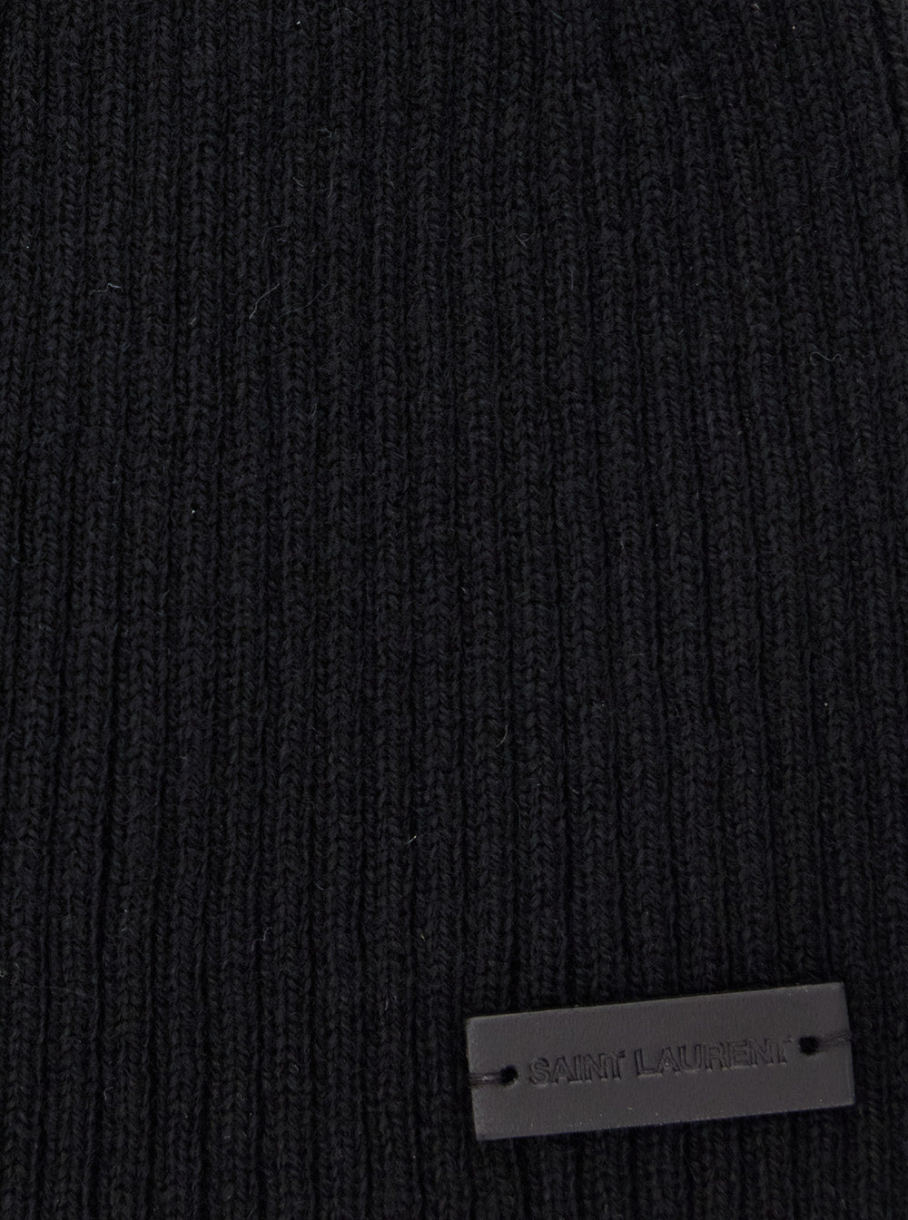 Black Beanie with Logo Patch in Cashmere Man Hats And Gloves