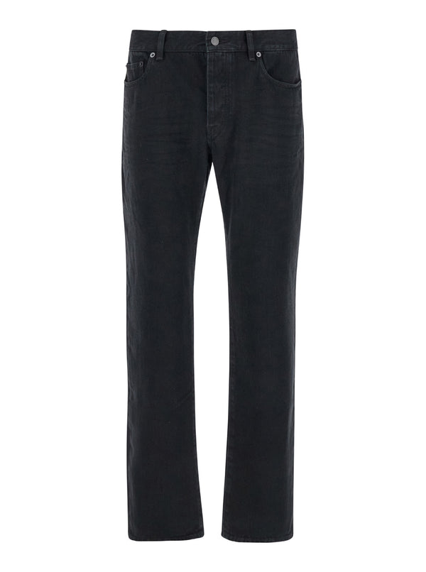 Slim Jeans With Logo Patch Black Cotton