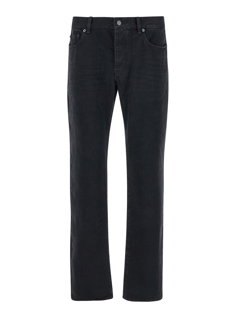 Slim Jeans With Logo Patch Black Cotton