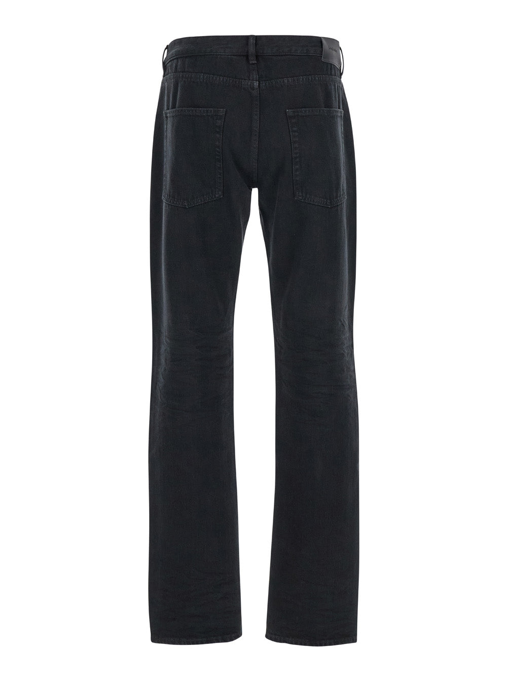 Black Slim Jeans with Logo Patch in Denim Man 100 % Cotton