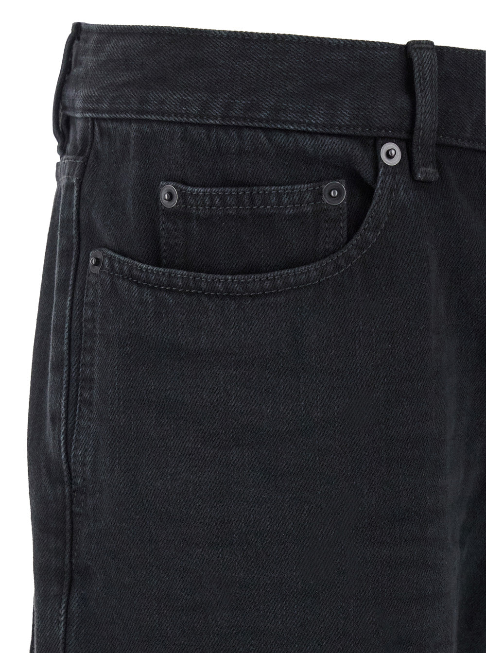 Black Slim Jeans with Logo Patch in Denim Man 100 % Cotton