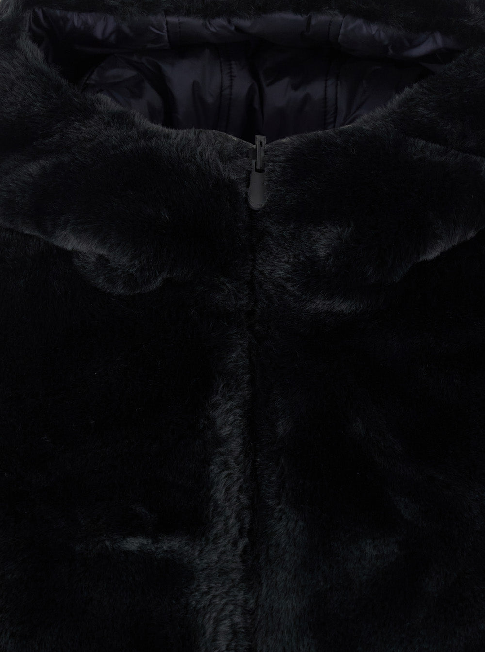 Bridget Black Hooded Down Jacket Faux-Fur Woman Recycled Polyester