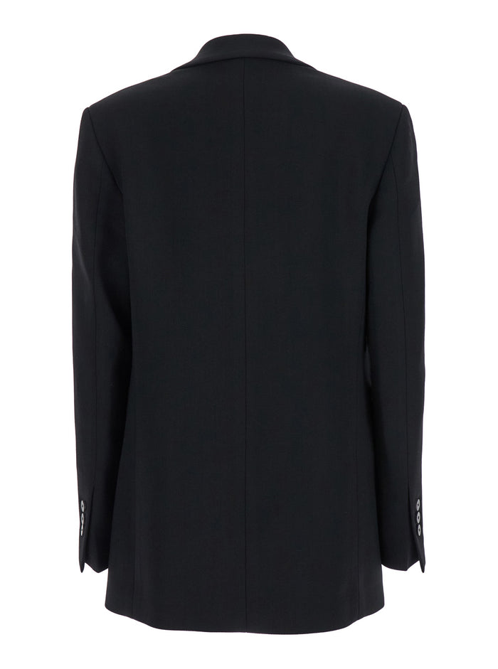Bella Black Single-Breasted Jacket With Notched Revers Wool Stretch Woman Virgin Elastan Blazers