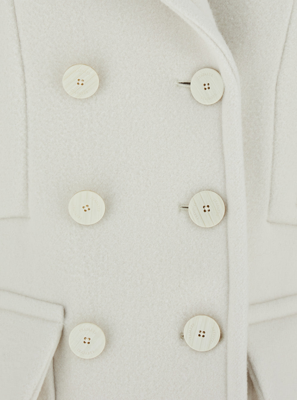 White Double-Breasted Coat With Notched Revers Virgin Wool Woman