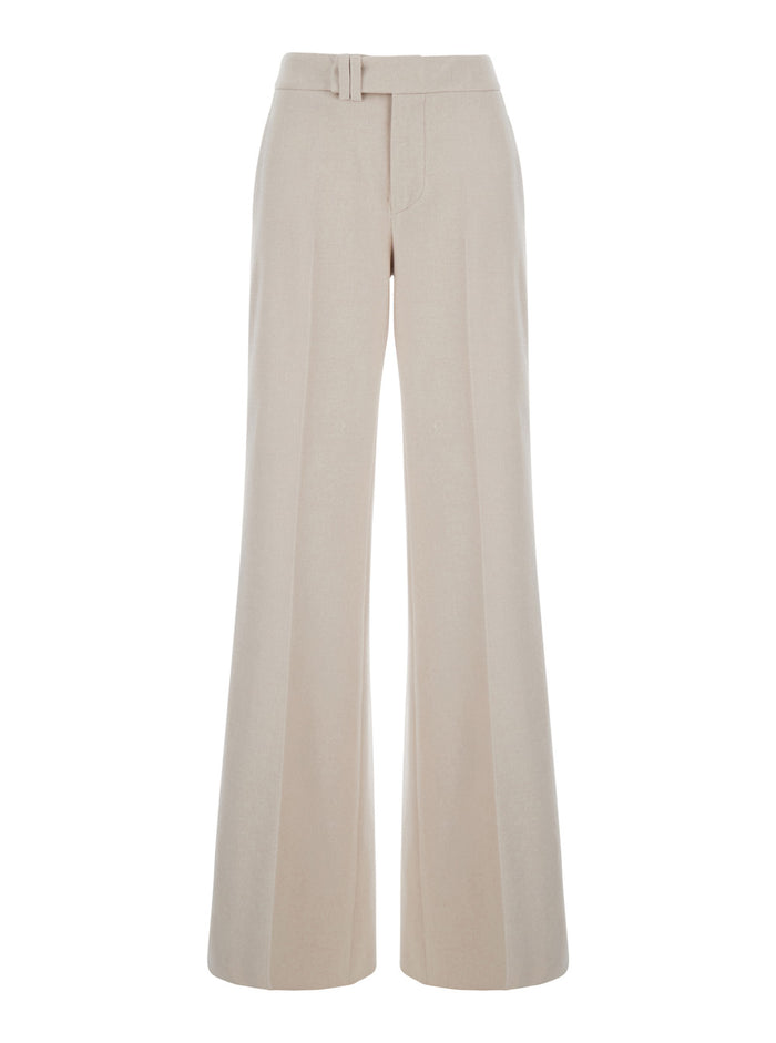 Sabine Beige Pants Virgin Wool And Cashmere Blend Woman Kashmir Trousers