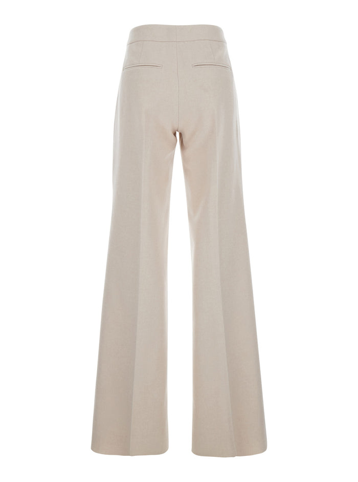 Sabine Beige Pants Virgin Wool And Cashmere Blend Woman Kashmir Trousers