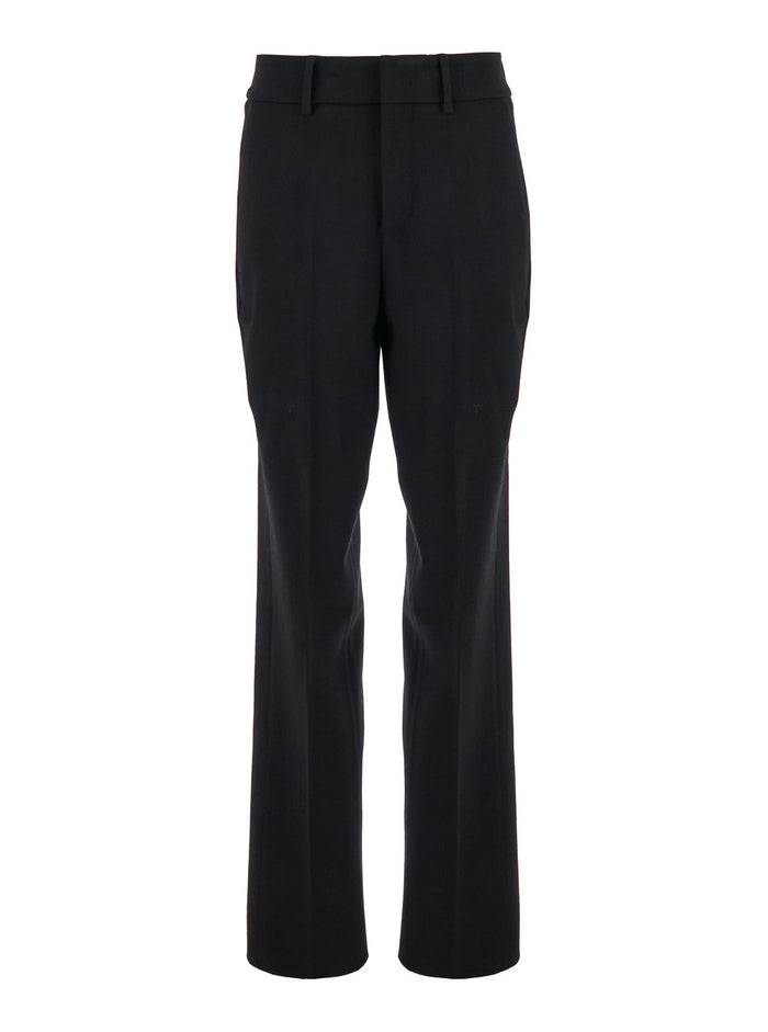 Jey Black Pants With Belt Loops Stretch Wool Woman Virgin Elastan Trousers