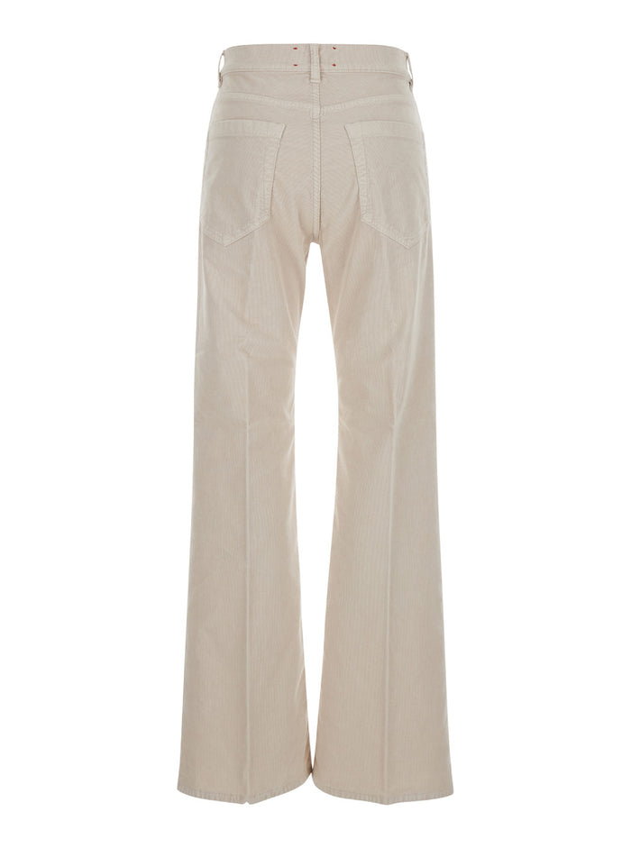 White Five-Pocket Jeans Courduroy Woman Cotton Elastan