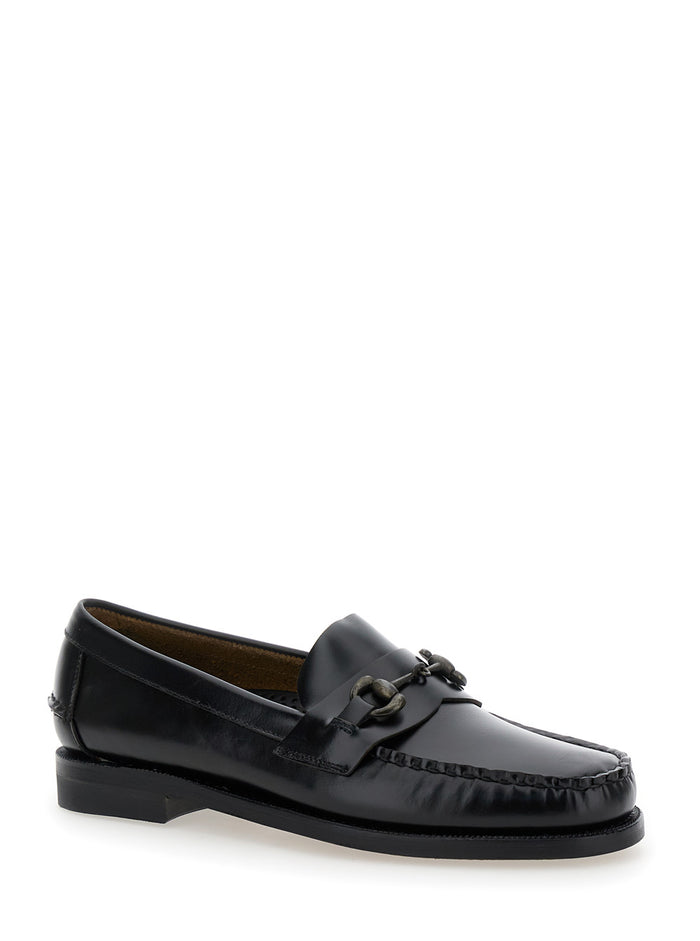Classic Joe Black Loafers With Decorative Horsebit Brushed Leather Man