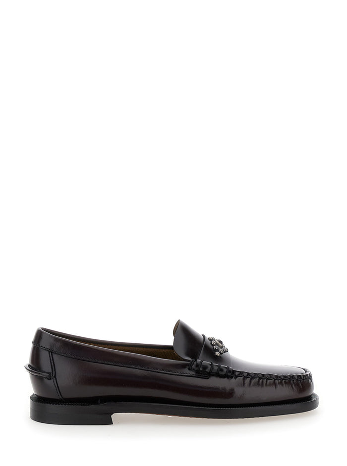 Dan Bordeaux Loafers With Stud Embellishment On The Front Patent Leather Woman
